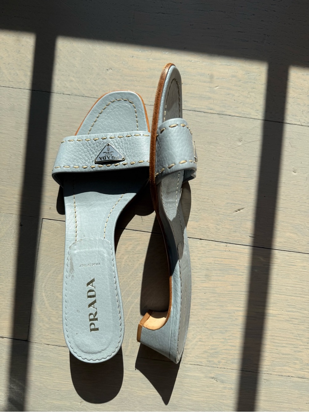 Prada Vintage Light Blue Kitten Heels
